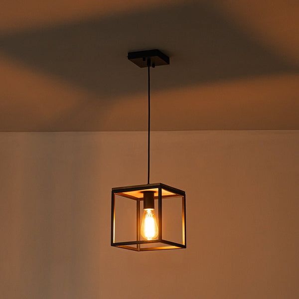 1 - Light Farmhouse Geometric Square Wood Pendant - Yiilighting