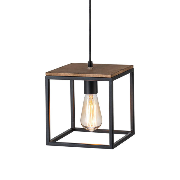 1 - Light Farmhouse Geometric Square Wood Pendant - Yiilighting