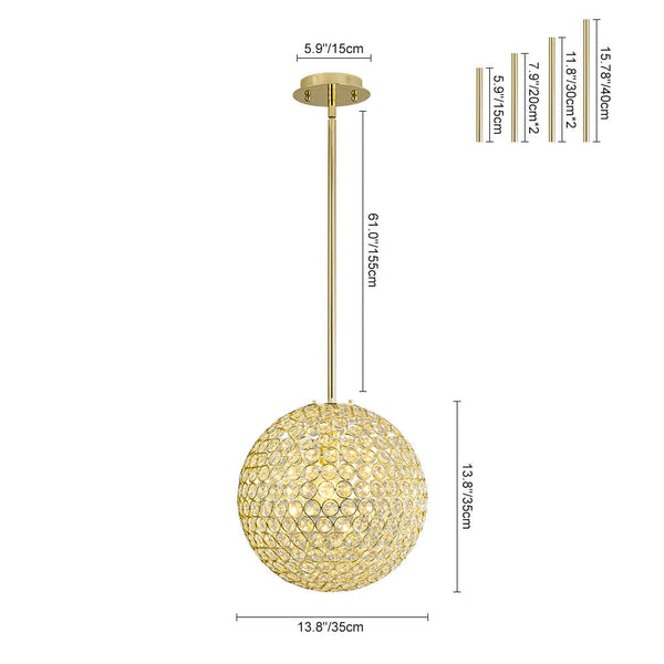 1 - Light Luxury Golden Crystal Sphere Pendant - Yiilighting