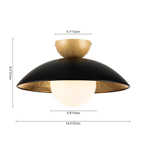 1 - Light Modern Dome Bowl Semi - Flush Mount Ceiling Light - Yiilighting