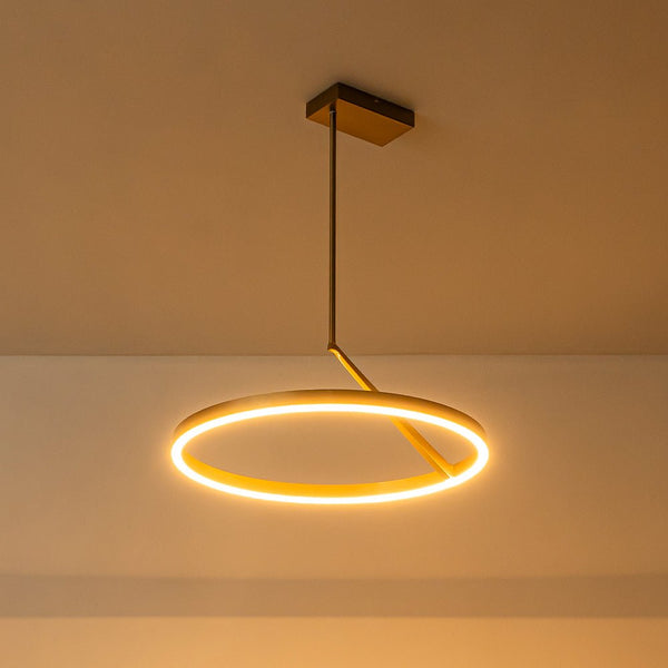 1 - Light Modern Round Flat Iron Ring LED Pendant - Yiilighting