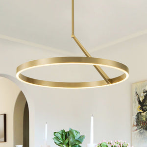 1 - Light Modern Round Flat Iron Ring LED Pendant - Yiilighting