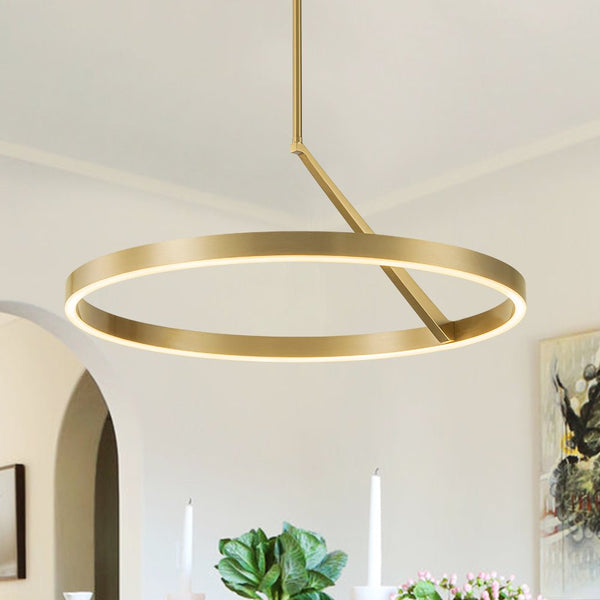 1 - Light Modern Round Flat Iron Ring LED Pendant - Yiilighting