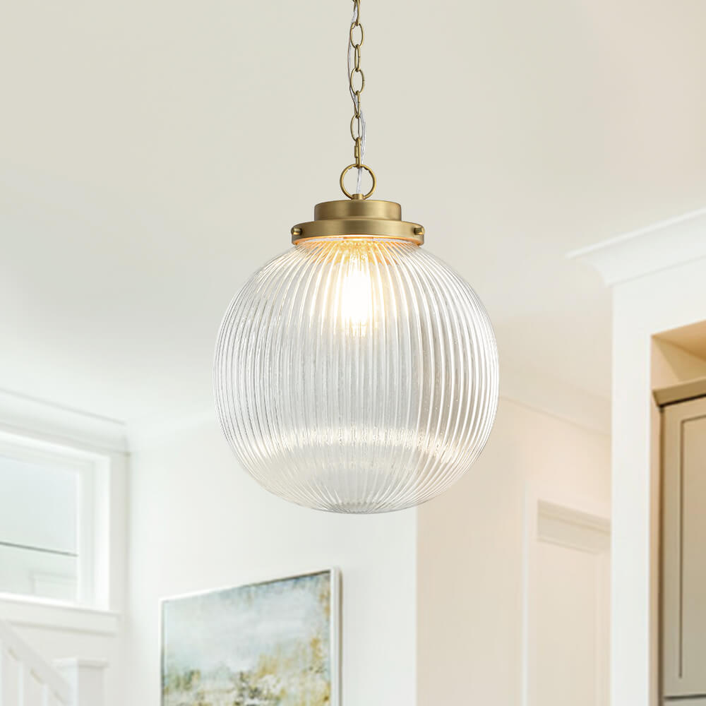 1-Light Ripple Glass Globe Pendant | yiilighting – Yiilighting