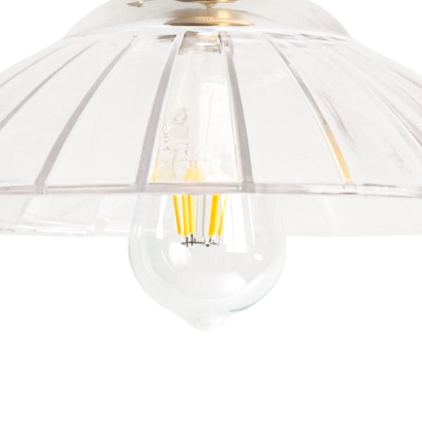 1-Light Vintage Ribbed Glass Brass Dome Pendant Light - Yiilighting