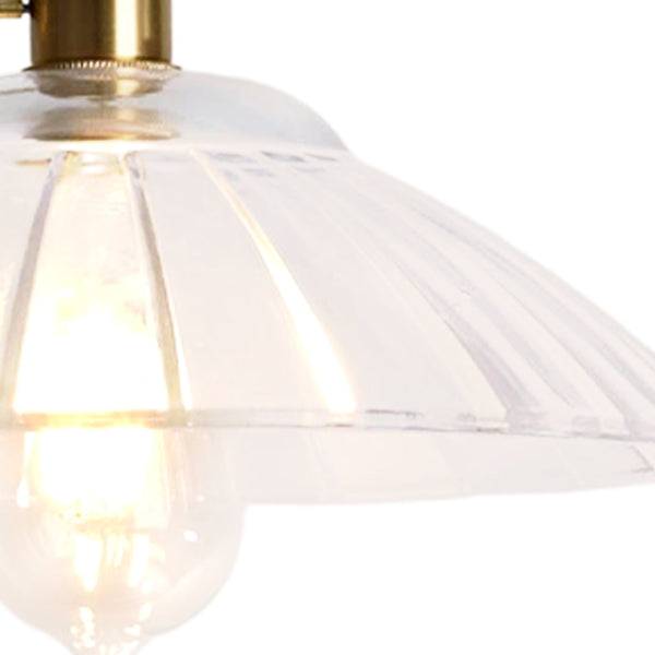 1-Light Vintage Ribbed Glass Brass Dome Pendant Light - Yiilighting