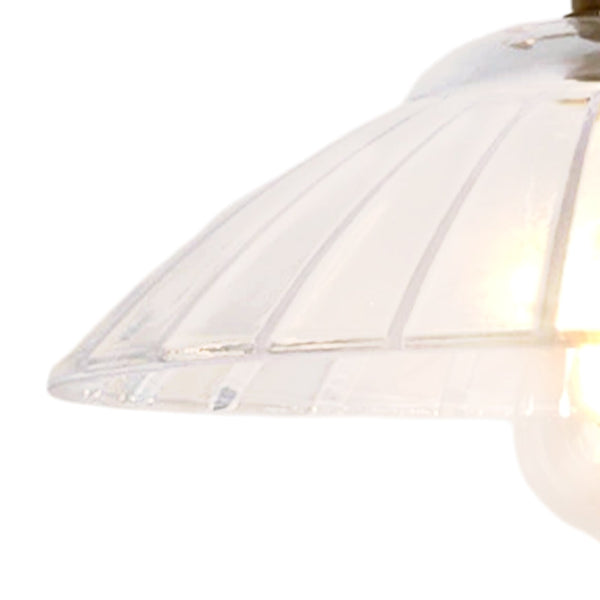 1-Light Vintage Ribbed Glass Brass Dome Pendant Light - Yiilighting
