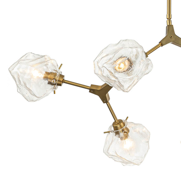 10-Light Modern Branching Ice Glass Chandelier