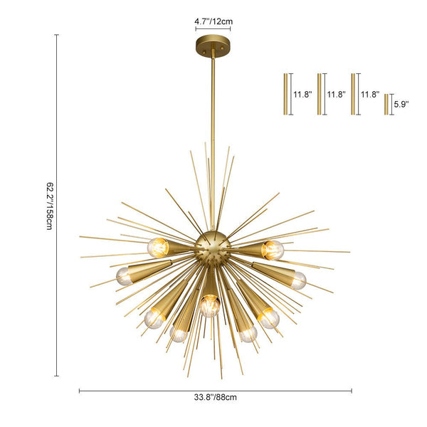 10 - Light Modern Sputnik Sunburst Pendant - Yiilighting