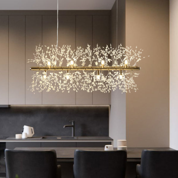 Modern 9/12-Light Linear Dandelion LED Chandelier