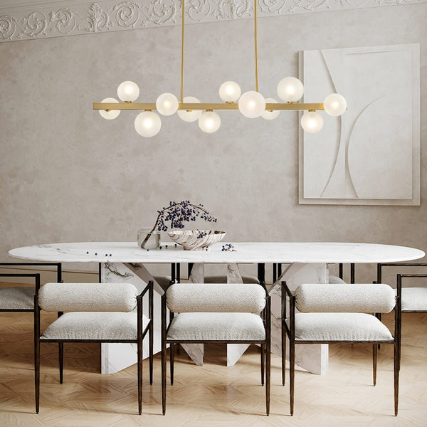 12 - Light Linear Brass Bubble Island Chandelier - Yiilighting