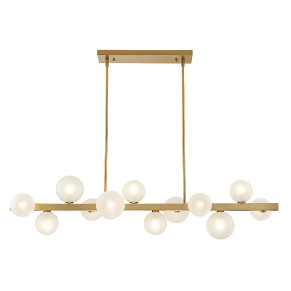 12 - Light Linear Brass Bubble Island Chandelier - Yiilighting