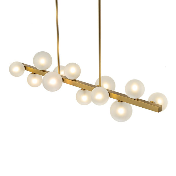 12 - Light Linear Brass Bubble Island Chandelier - Yiilighting