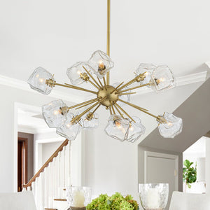 12 - Light Modern Sputnik Ice Glass Chandelier - Yiilighting