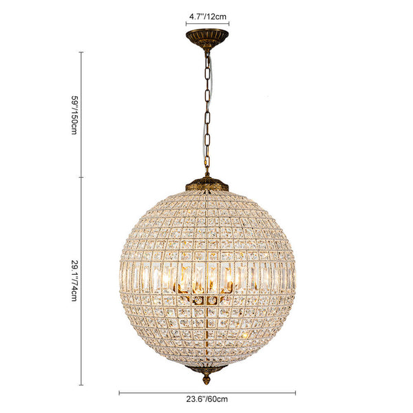 1/3/5 - Light French Glass Crystal Orb Chandelier - Yiilighting