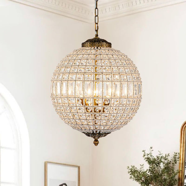 1/3/5 - Light French Glass Crystal Orb Chandelier - Yiilighting