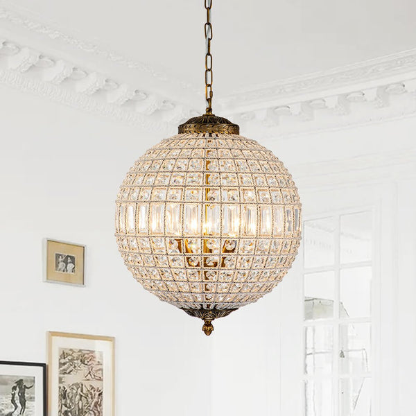 1/3/5 - Light French Glass Crystal Orb Chandelier - Yiilighting