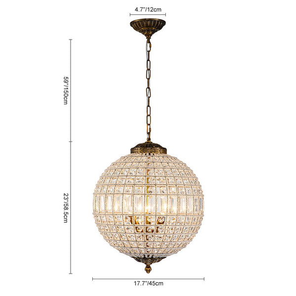 1/3/5 - Light French Glass Crystal Orb Chandelier - Yiilighting