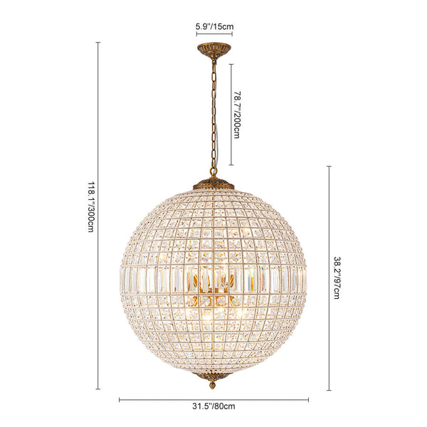 1/3/5/8 - Light French Glass Crystal Orb Chandelier - Yiilighting