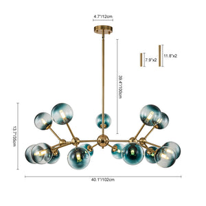15 - Light Modern Gradient Glass Globe Sputnik Branch Chandelier - Yiilighting