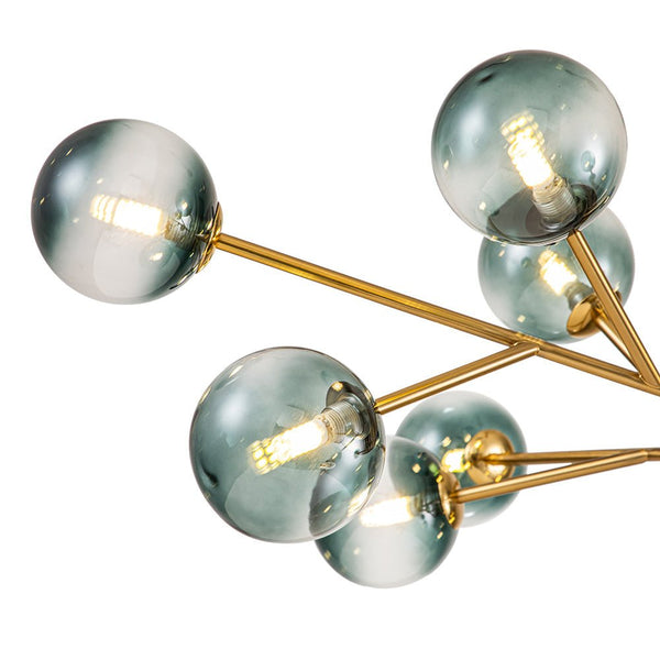 15 - Light Sputnik Branching Blue Glass Globe Chandelier - Yiilighting