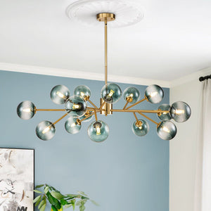 15 - Light Sputnik Branching Blue Glass Globe Chandelier - Yiilighting