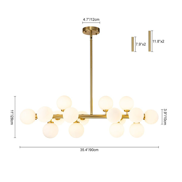 16 - Light Linear Milky Glass Globe Chandelier - Yiilighting