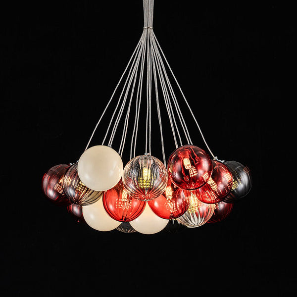 16/19 - Light Multi - Color Cluster Ribbed Glass Bubble Chandelier - Yiilighting