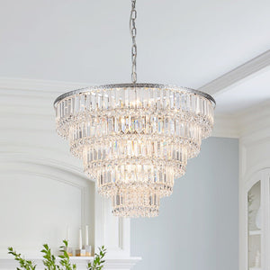 17 - Light Dimmable Modern Tassel Crystal Tiered Chandelier - Yiilighting