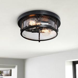 2 - Light Modern Farmhouse Seeded Glass Flush Mount - Yiilighting