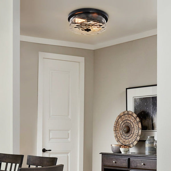 2 - Light Modern Seeded Glass Flush Mount - Yiilighting