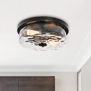 2 - Light Modern Seeded Glass Flush Mount - Yiilighting