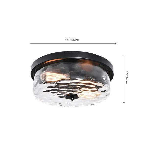 2 - Light Modern Seeded Glass Flush Mount - Yiilighting