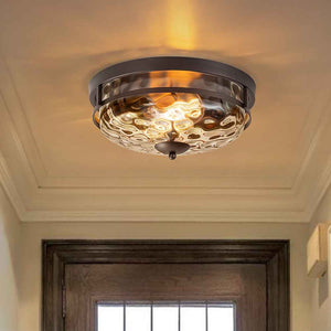 2 - Light Modern Stone Ripple Glass Flush Mount Ceiling Light - Yiilighting