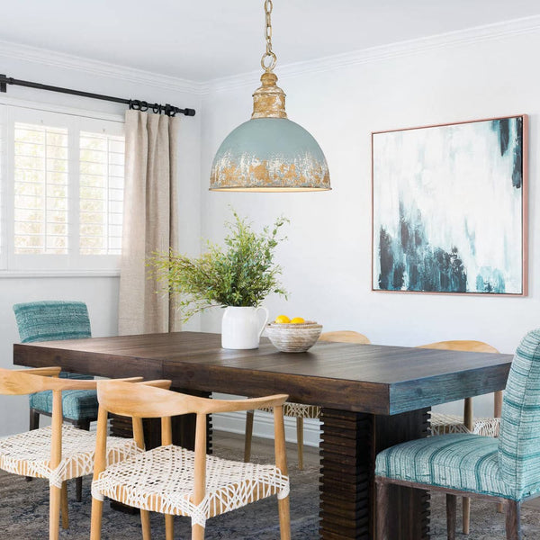 Vintage Distressed 1-Light Dome Shape Metal Pendant Light