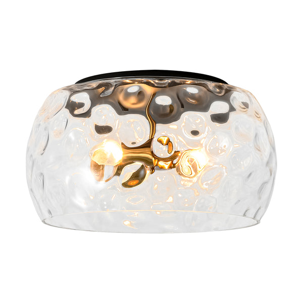 3-Light Hammered Glass Bowl Flush Mount Ceiling Light