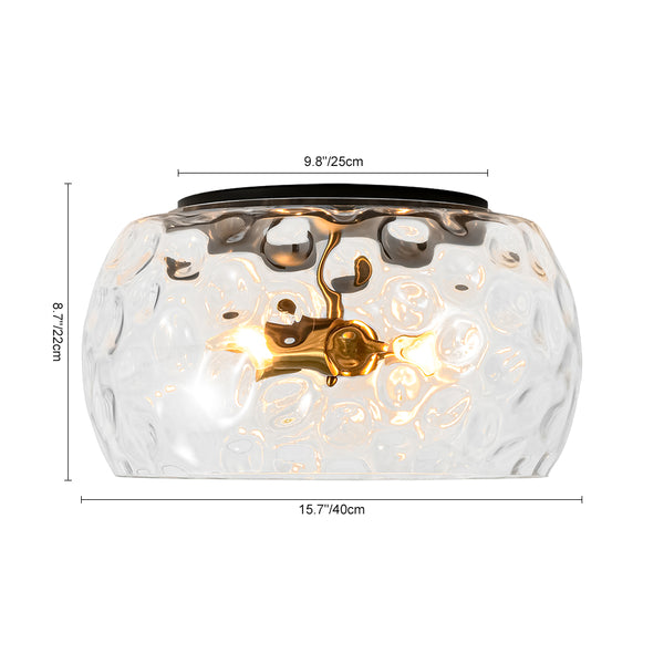 3-Light Hammered Glass Bowl Flush Mount Ceiling Light