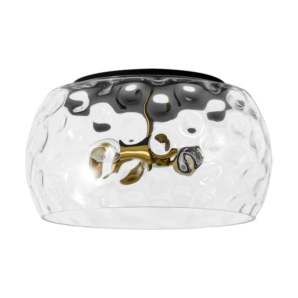 3-Light Hammered Glass Bowl Flush Mount Ceiling Light