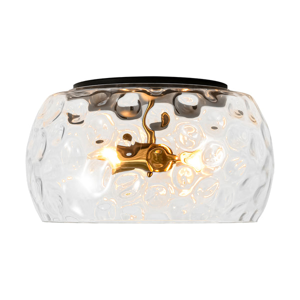 3-Light Hammered Glass Bowl Flush Mount Ceiling Light