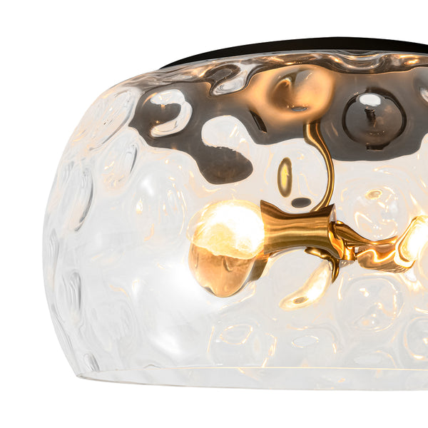 3-Light Hammered Glass Bowl Flush Mount Ceiling Light