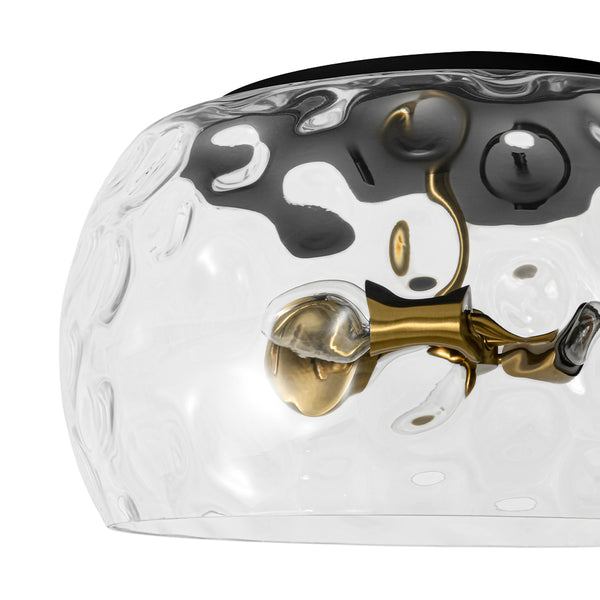 3-Light Hammered Glass Bowl Flush Mount Ceiling Light