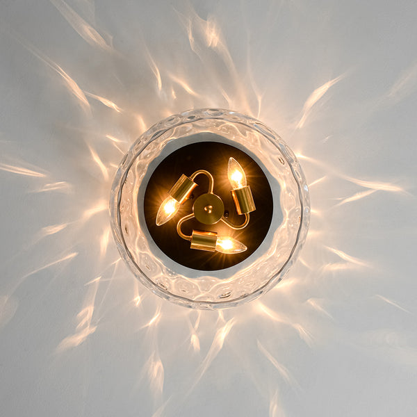 3-Light Hammered Glass Bowl Flush Mount Ceiling Light