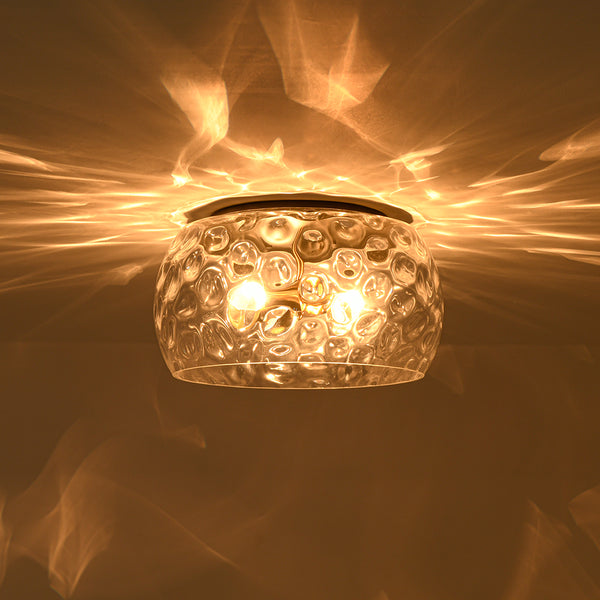 3-Light Hammered Glass Bowl Flush Mount Ceiling Light