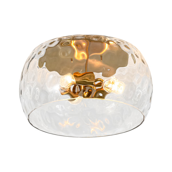 3-Light Hammered Glass Bowl Flush Mount Ceiling Light