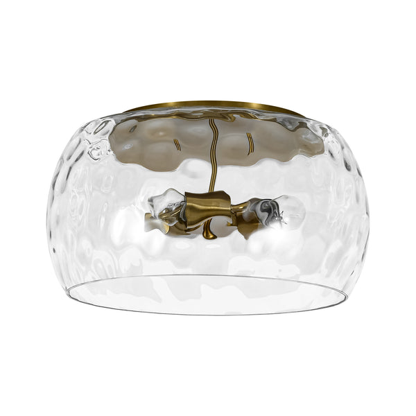 3-Light Hammered Glass Bowl Flush Mount Ceiling Light