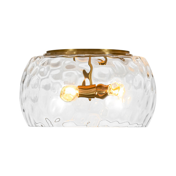 3-Light Hammered Glass Bowl Flush Mount Ceiling Light