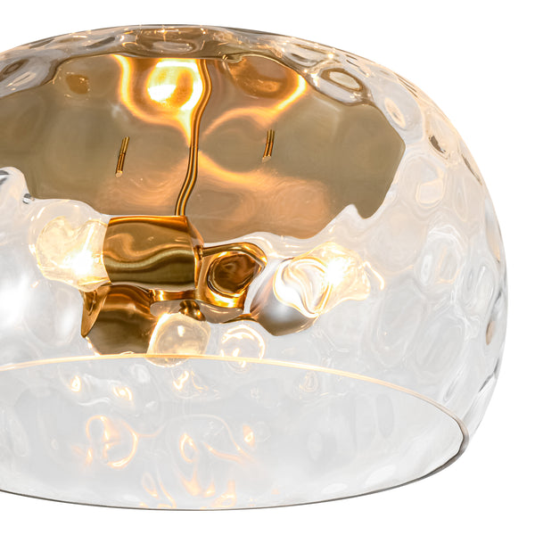 3-Light Hammered Glass Bowl Flush Mount Ceiling Light