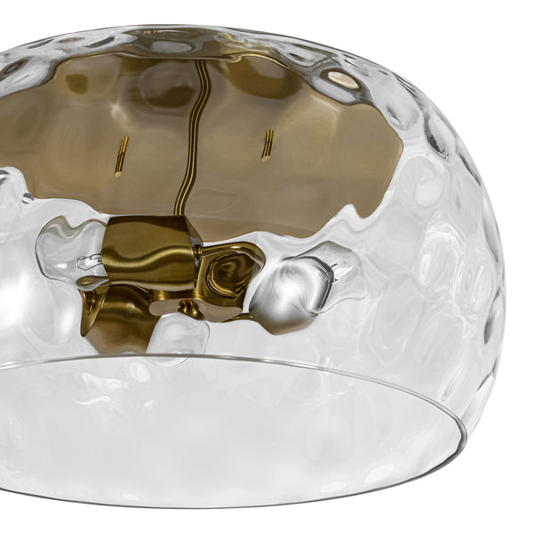 3-Light Hammered Glass Bowl Flush Mount Ceiling Light