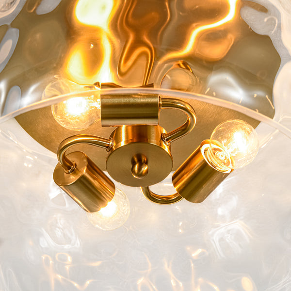 3-Light Hammered Glass Bowl Flush Mount Ceiling Light