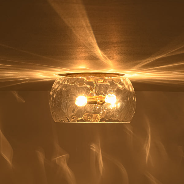 3-Light Hammered Glass Bowl Flush Mount Ceiling Light